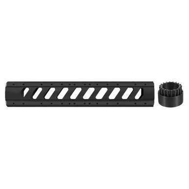 Advanced Technology Intl AR-15 Aluminum 6 Side Free Float Forend Rifle Length with Slotted Barrel Nut, Black