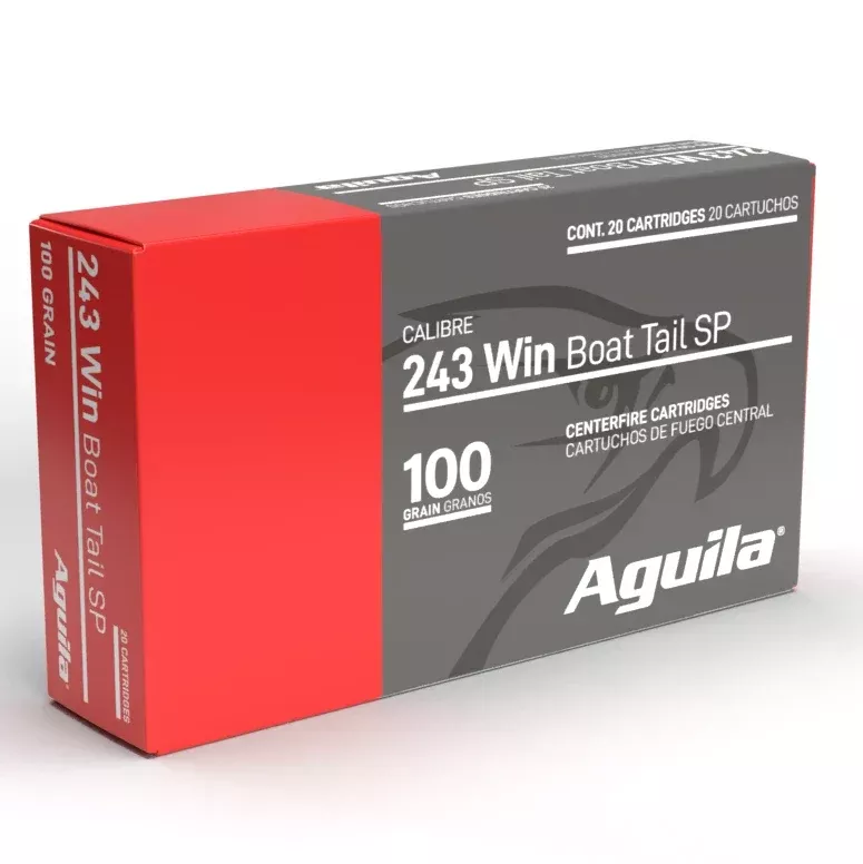 Aguila .243 Winchester 100-Grain InterLock Boat Tail Soft Point Ammunition, 20 Rounds per Box (10 Boxes per Case)