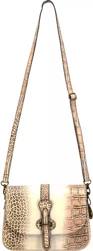 Cameleon S&W Croc Handbag - Vegan Leather Crossbody with Adjustable Velcro Strap