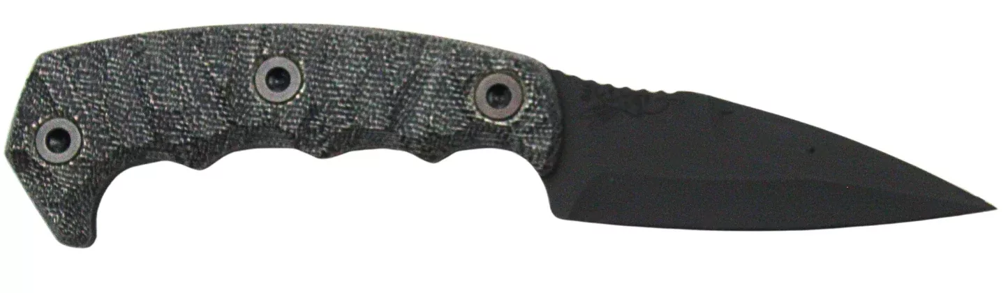 Half Face Blades HUMINT 3-Inch Blade with 8-Inch Overall Length, CPM S45VN Steel, Armor Black Finish, and Gray Micarta Grip